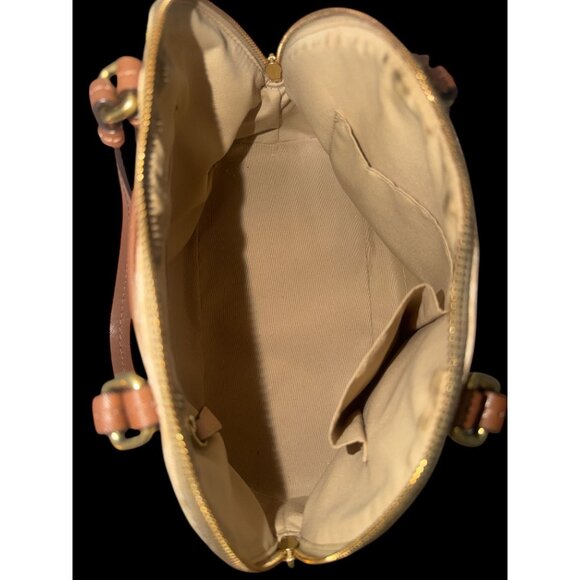 Coach Peyton Signature Cora Domed Satchel F24606 Khaki Coated Canvas Convertible - Picture 9 of 10